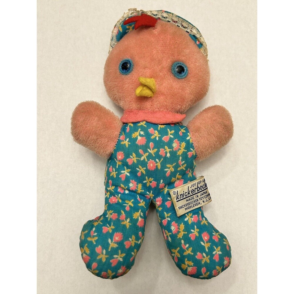 VTG Knickerbocker “Click and Chick” Pink Chick Duck Bird Plush Stuffed Animal
